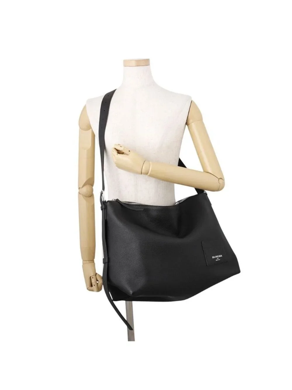 Balenciaga Shoulder Bag Credit Large Soft Grain Calf Leather Black